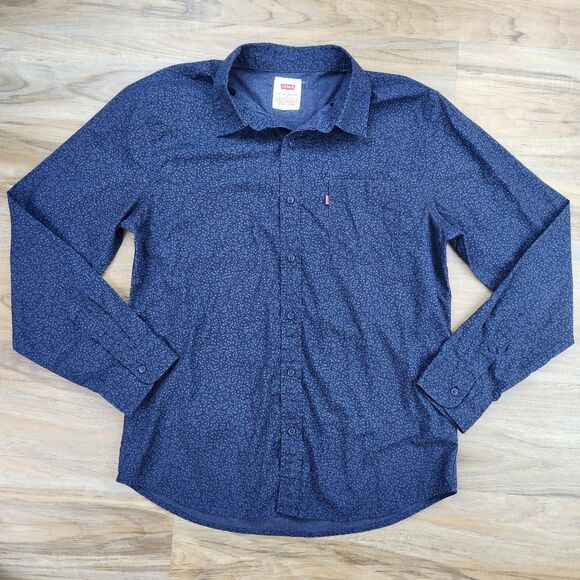 🔹️Levi's Blue Classic Buttoned Front Long Sleeve Shirt Men's Large - Picture 1 of 12